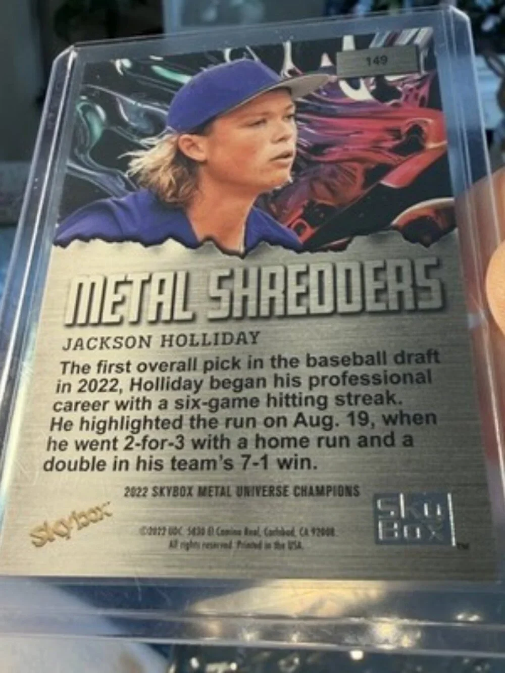 2022 Skybox Metal Universe Jackson Holliday PMG Blue 36/50 RC